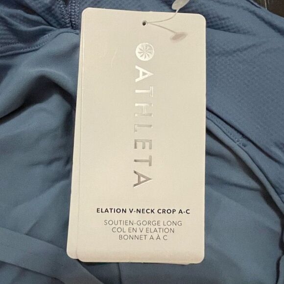 NWOT Athleta Elation V-Neck Crop Women’s A-C in Cottage Blue Size L - Picture 6 of 16